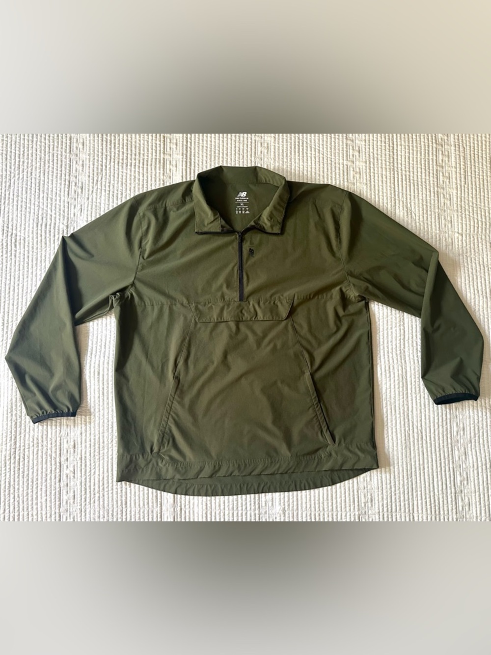New Balance Olive Green Quarter Zip Rain Pullover Windbreaker XL